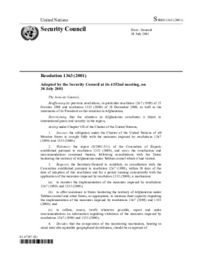 Resolution 1363 Afghanistan