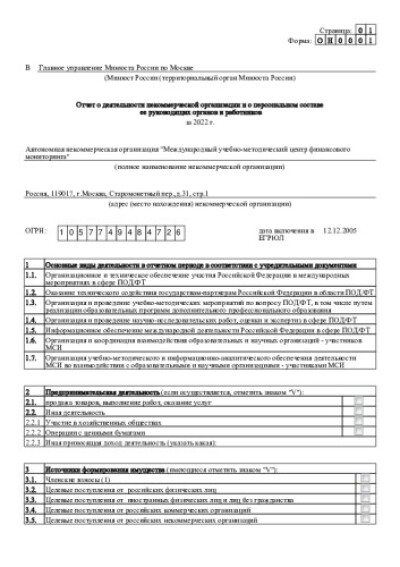 Отчет о деятельности некоммерческой организации и о персональном составе ее руководящих органов и работников за 2022 год